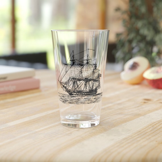 Nautical ship glass sailing ship Pint Glass, 16oz