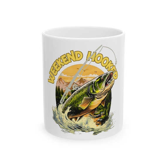 Weekend Hooked Fish Trout Coffee Mug | Fishing Lover Ceramic Mug (11oz, 15oz)