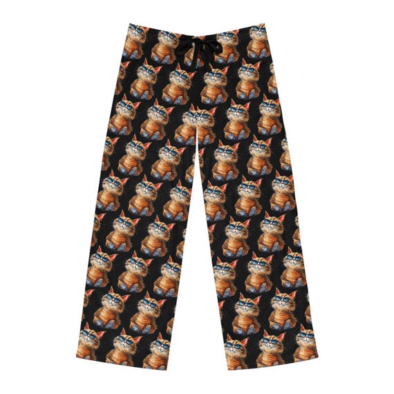 Mens Cat Lovers Pattern Pajama Pants | All-Over Print