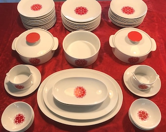 Complete tableware Rosenthal Thomas pink-red pinwheel '70