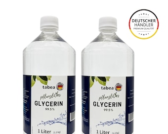 2 x1 Liter Glycerin 1000ml | 99,5% min. | Pharmaqualität | vegan | palmölfrei | Lebensmittelqualität (E422) | tabea | Ph. Eur | Glycerol