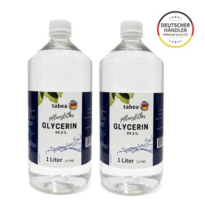 2 x1 Liter Glycerin 1000ml 99,5% min. Pharmaqualität vegan palmölfrei Lebensmittelqualität E422 tabea Ph. Eur Glycerol Bild 1
