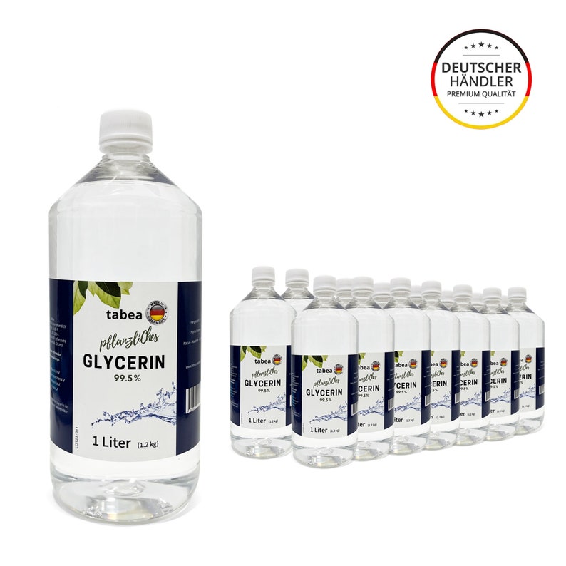 2 x1 Liter Glycerin 1000ml 99,5% min. Pharmaqualität vegan palmölfrei Lebensmittelqualität E422 tabea Ph. Eur Glycerol Bild 2