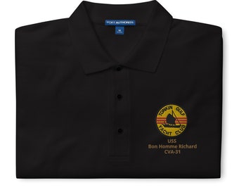 Tonkin Gulf Yacht Club Men's Premium Polo (USS Bon Homme Richard (CVA-31))