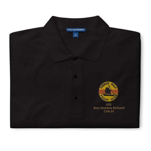 Tonkin Gulf Yacht Club Men's Premium Polo (USS Bon Homme Richard (CVA-31))