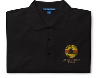 Tonkin Gulf Yacht Club Men's Premium Polo (USS Constellation (CVA-64))