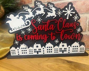 Santa Claus Christmas Decor Santa Claus is Coming to Town Sign Santa Sign Santa Claus Christmas Sign