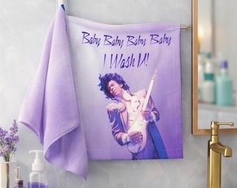 Toalha de rosto inspirada no Prince – “Baby I Wash U” – Toalha de rosto macia de algodão