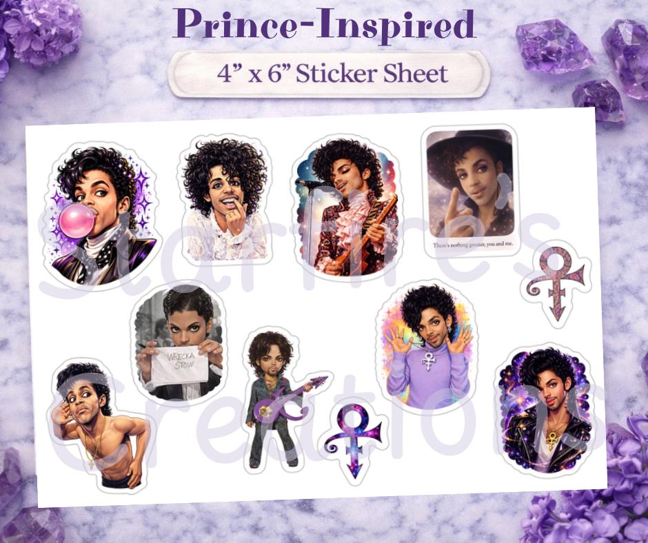 Prince Circle Sticker Prince Inspired Vinyl Sticker Sheet – 4x6 Retro Pop Art Music Fan Gift ...