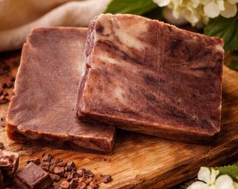 Sabonete Chocolate Decadence (4 barras) – Manteiga de cacau, aroma de açúcar rosa, sabonete artesanal
