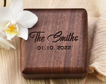 Personalized Wedding Ring Box, Custom Wood Ring Box, Engagement Ring Box, Ring Bearer Double Slots Ring Box, Proposal Engraved Ring Holder