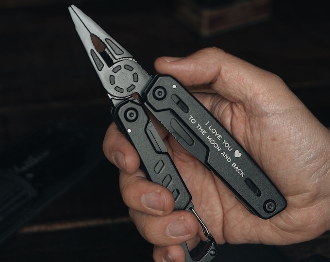 Personalized Multi-Tool Knife, 8-in-1 Stainless Steel, Anniversary Gift
