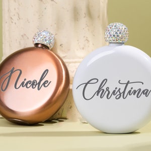 Personalized Round Flask: Engraved Bridesmaid Proposal Gift