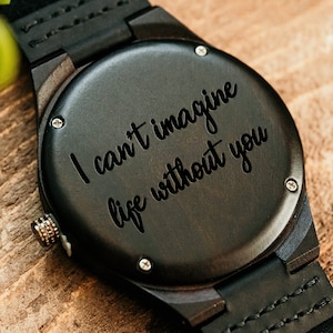Gepersonaliseerde houten horloge, gegraveerd houten horloge, bruidsjonkers cadeau, verjaardagscadeau, verloofde cadeau horloge, huwelijkscadeau voor echtgenoot