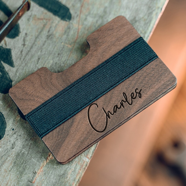 Custom Wooden Wallet, Personalized Card Holder Money Clip, Groomsmen Gifts, Christmas Gifts Proposal, Corporate, Fathers Day Gifts for Dad