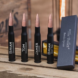 Apribottiglie personalizzato calibro 50, apribottiglie da birra inciso, regalo per lo sposo / regali personalizzati per lui, regali militari personalizzati