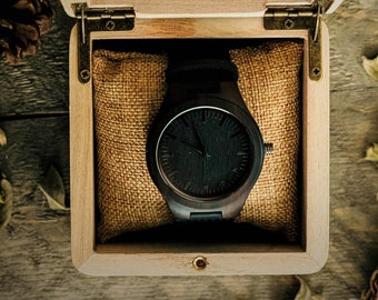 Engraved Wood Watch with Walnut Gift Box: Personalized Men's Watch
