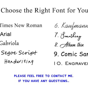 May include: A list of different fonts with their names written in the corresponding font style. The text reads "Choose the Right Font for You".