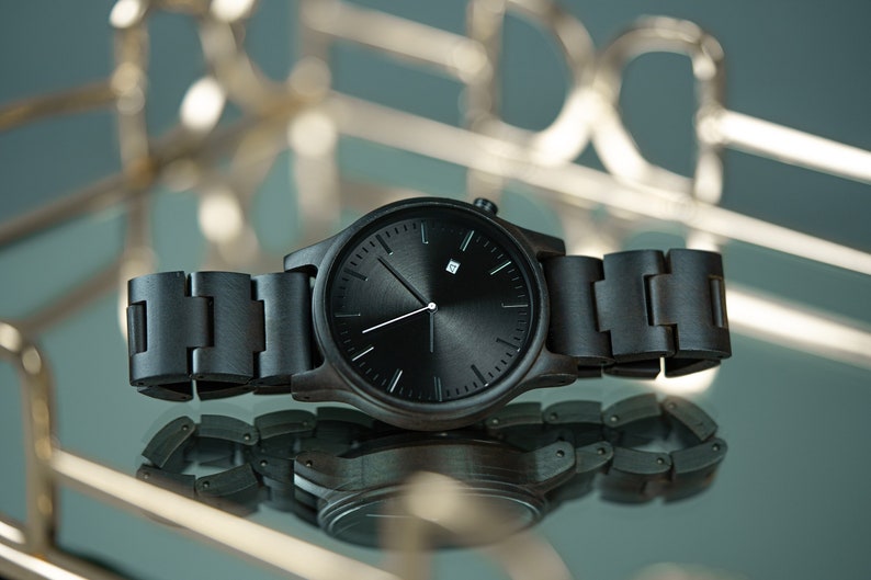 Natural Blackwood Watch with date, Personalized