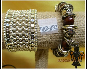 2 Pulseras Surtidas Vintage & Modern Impresionantes y Anchas con Ángel