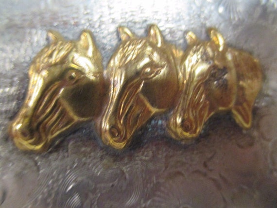 Well Made Vintage 3 HORSE HEAD Hand Made & Engraved Western  display picture 2