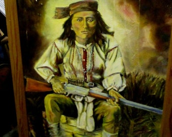 De nuestro museo Pintura del guerrero apache AL-CHE-SAT de Helene Shugart 1975