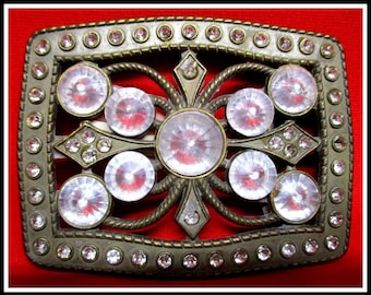 Hebilla de cinturón de diamantes de imitación de diseñador, conjuntos de color púrpura claro sobre metal gris oscuro GÓTICO