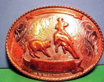 Hebilla de cinturón de caballo Cuttin de corte de PLATA DE LEY sólida de Irvine & Jachens