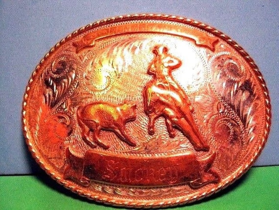 Solid STERLING SILVER Cutting Cuttin Horse Belt Buckle by Irvine & Jachens