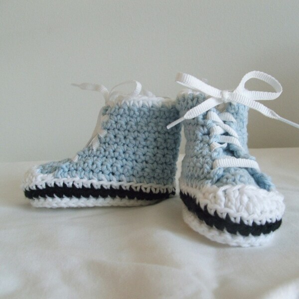 SALE Baby Blue High Top Sneaker Booties, size X-Small (3 month)