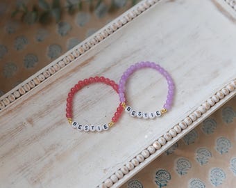Handmade Bestie Glass Bead Bracelet Set