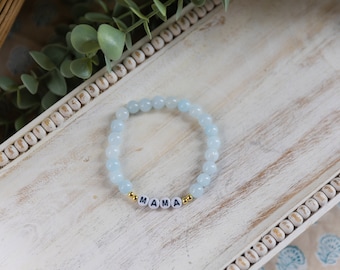 Handmade Custom Aquamarine Bead Bracelet