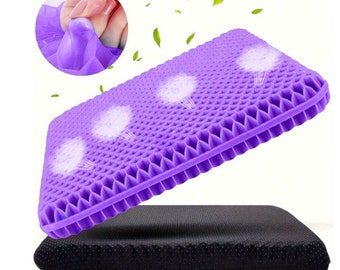 ComfortPlus Double-Layer Purple Seat Cushion With Non-Slip Cover, Multifunctional For Office, Car