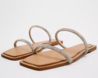 Luxury Handmade light Sandals, Summer sandals  Flat Sandals, Anti-slip Soft Bottom Breathable Slippers Leather Sandals summer slippers