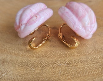 Vintage roze clip op oorbellen