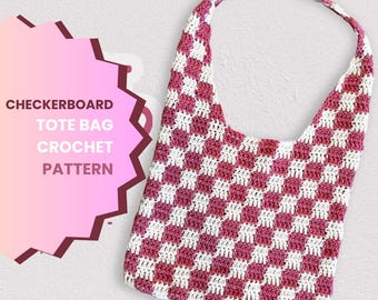MOTIF de sac fourre-tout au crochet en damier : tutoriel facile pour débutant (PDF)