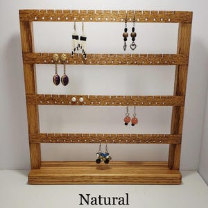Oak Earring Organizer Stand: 72-Pair Tabletop Jewelry Display