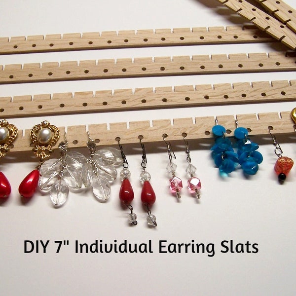 DIY Earring Slats Set OF 8, Earring Holder, Custom Length Strips, Jewelry Organizer, Armoire Cabinet Organization