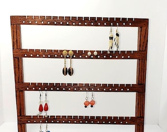 72-Pair Oak Tabletop Earring Organizer, Jewelry Display Stands, Earrings, Wooden Display Stands, Jewelry Organizers, Earring Slats
