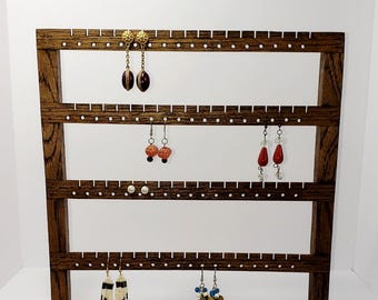 72-Pair Oak Tabletop Earring Organizer, Jewelry Display Stands, Earrings, Wooden Display Stands, Jewelry Organizers, Earring Slats