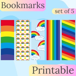 Set of 5 Printable Bookmarks with Rainbow Design - Colorful Book Accessories for Readers - Unique Gift for Book Lovers