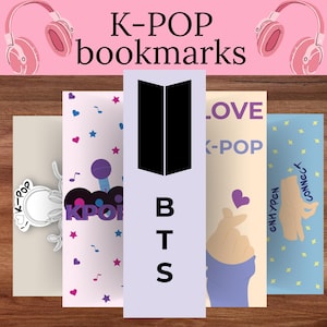Cute Bookmark png Printable - Kpop Merch - BTS Gifts & Stationery - instant download