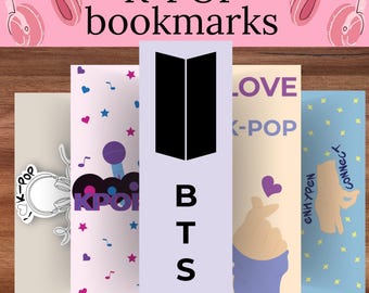 Cute Bookmark png Printable - Kpop Merch - BTS Gifts & Stationery - instant download