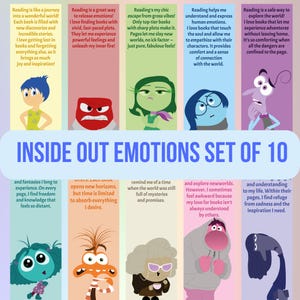 Inside Out digitale bladwijzers set van 10 - cadeau voor Pixar-fans, kinderen, boekenliefhebbers, haar - direct downloaden, milieuvriendelijk