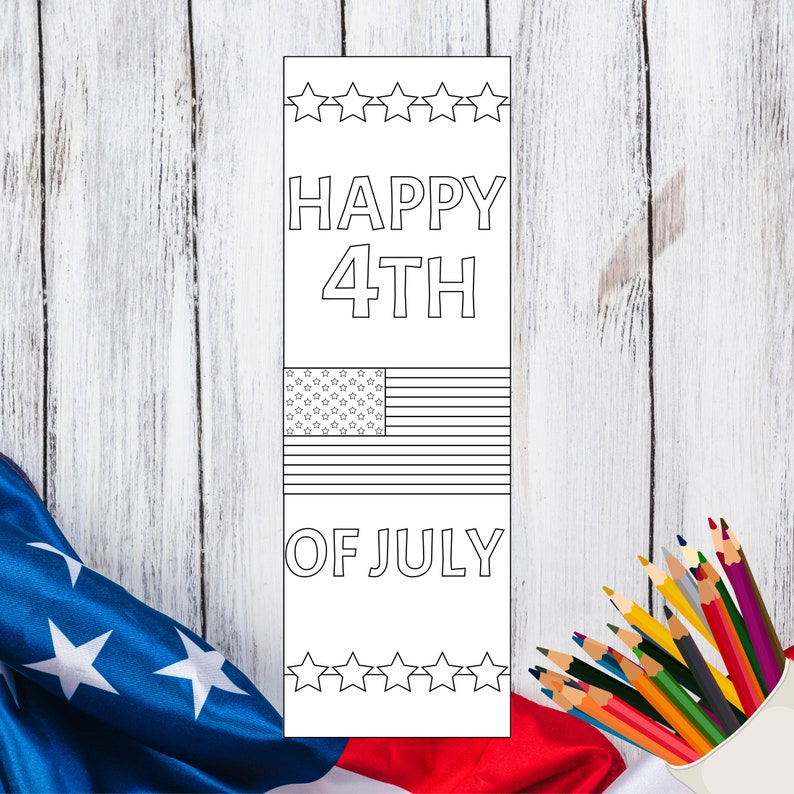 Patriotic Digital Coloring Bookmarks Independence Day Instant Printable Ideal Gift for Patriots ...