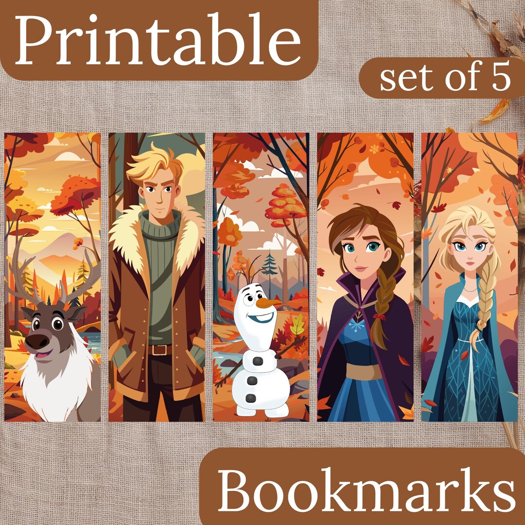 Autumn Frozen 2 Printable Bookmarks Disney Gift, Instant Print PNG, PDF ...