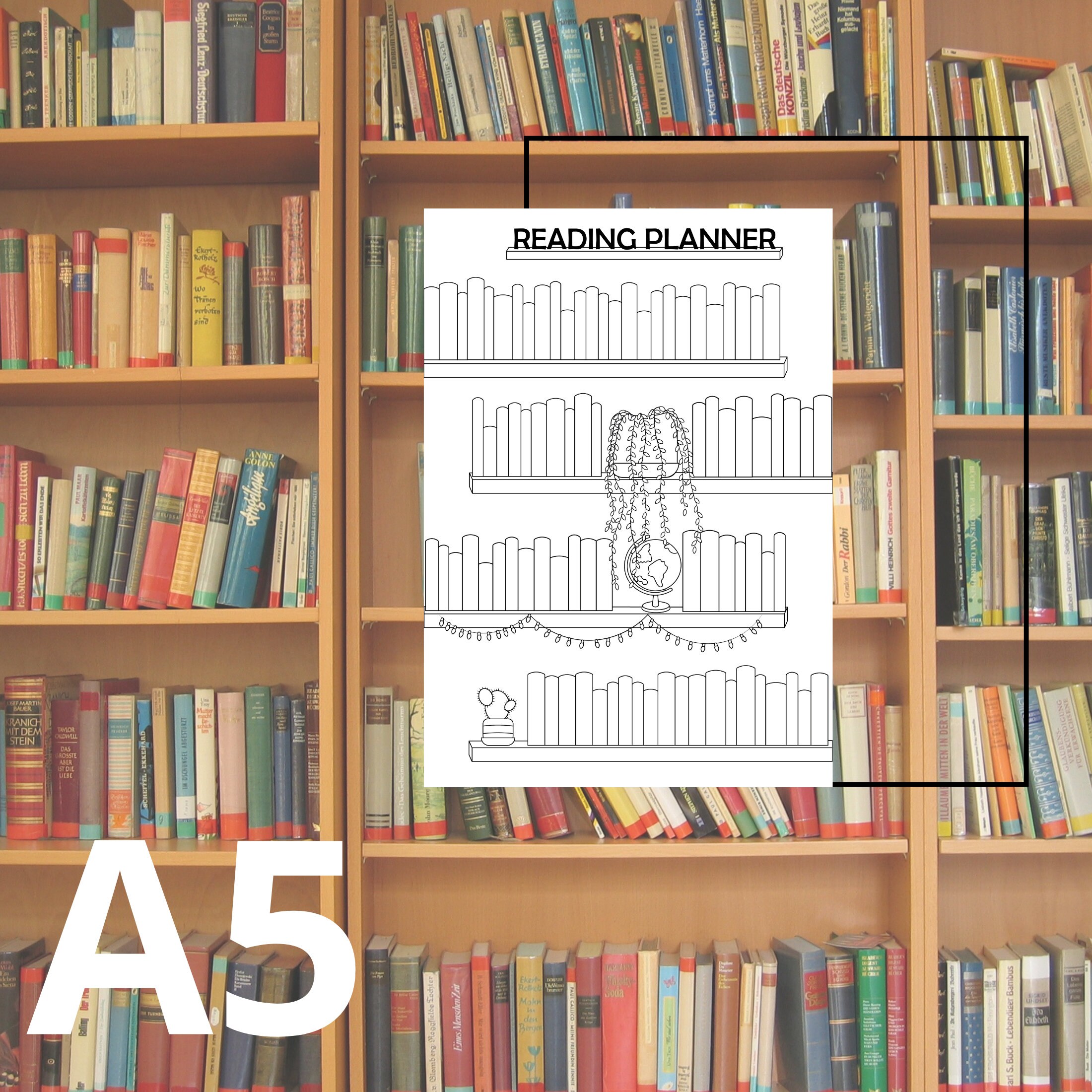 Book Planner Bookcase A4, A5, Letter Perfect for Book Lovers Instant ...