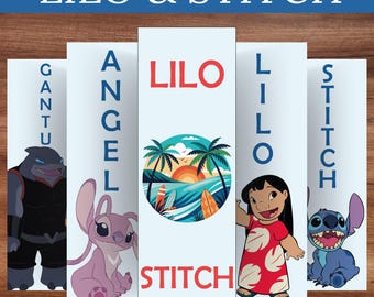 Lilo and Stitch Printable Bookmarks – Cute Angel and Stitch Bookmark Set – Ohana Gift for Book Lovers & Kids, Disney PNG