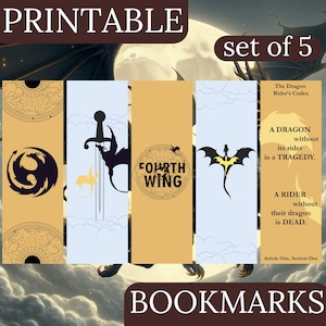 Marcadores imprimibles - Fourth Wing y Iron Flame - Xaden Riorson, Violet Sorrengail, Rebecca Yarros - Descarga instantánea - PDF, PNG, JPG