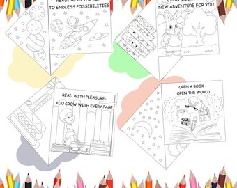 Digital Corner Coloring Bookmarks for Kids: Colorful Motivation for Young Readers